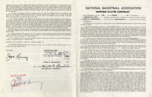 Wilt Chamberlains 1967 Philadelphia 76ers Extremely Rare Contract:Fully Executed and Signed - His Final Contract with Philadelphia! 